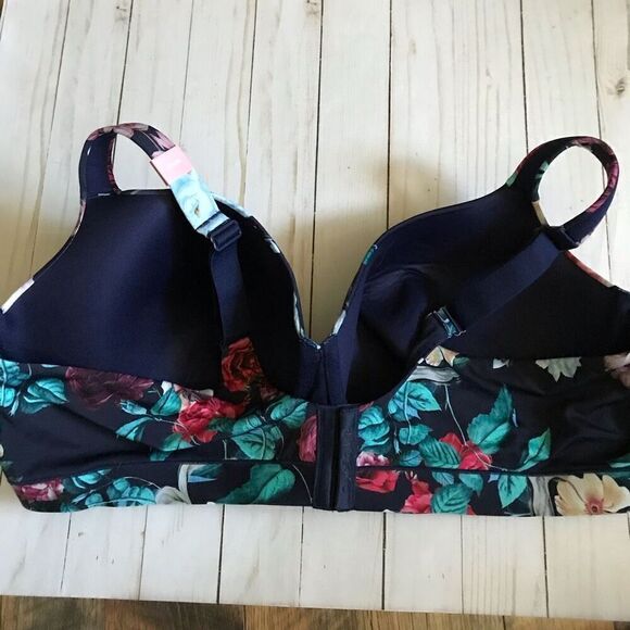 Cacique 48DDD underwire Balconette bra lined blue floral Lane Bryant New w/Tags - Picture 5 of 8